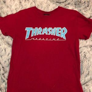 THRASHER red and electric blue t-shirt// NEW